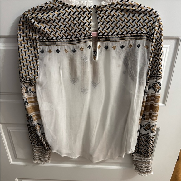 Veronica Beard Beige and Black Patterned Blouse - Picture 4 of 4